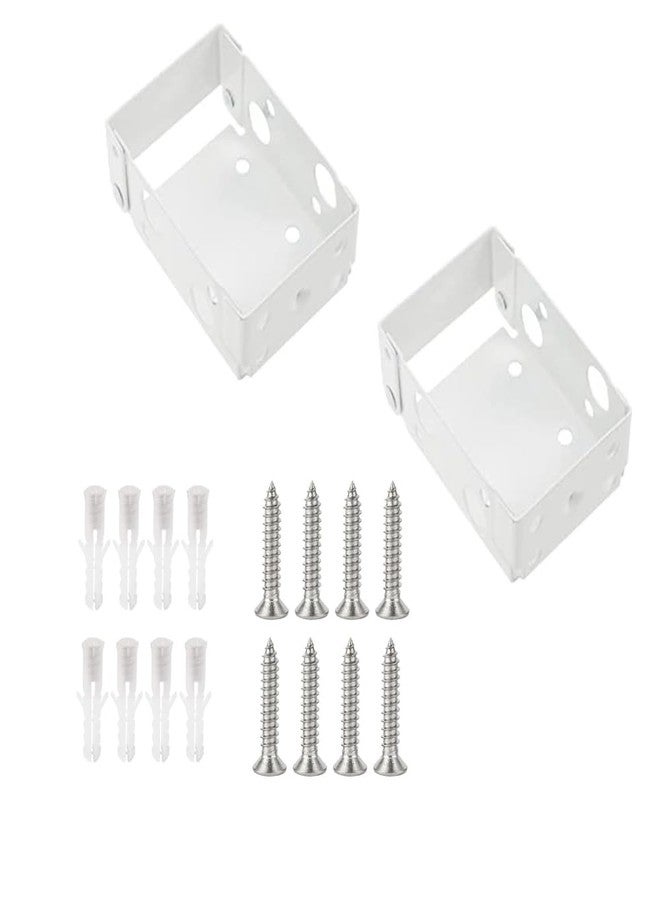WSHAITE 2pcs Mini Metal Window Blind Brackets Box Mounting Bracket for Window Low Profile Blinds 2inch White Headrail Holder Bracket - Image 1